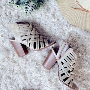 Fergalicious by Fergie Beige Wood Block Heel